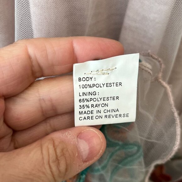 Simply Couture Dusty Pink Embroidered Floral Long Sleeve Dress Size Large NWT - Picture 9 of 11